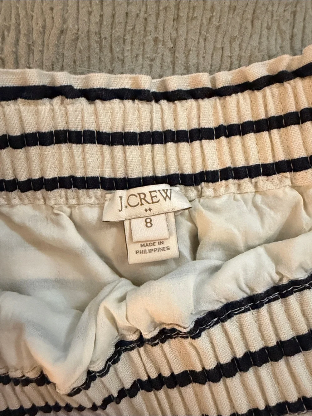 J. Crew Striped Elastic Waist Mini Skirt - Cream & Black